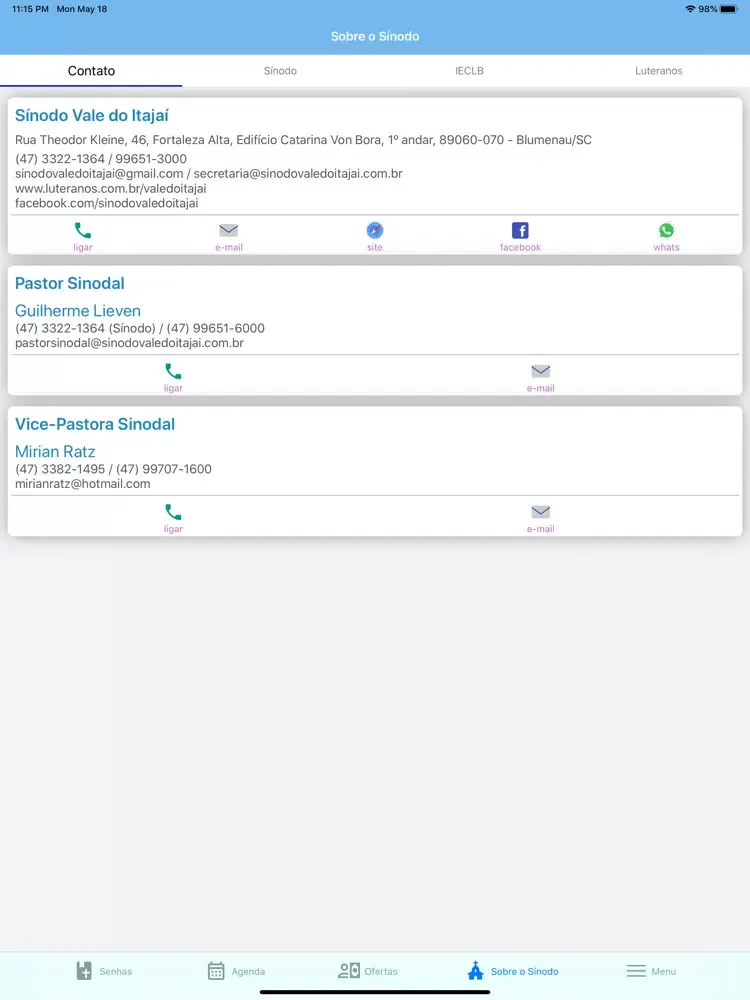 Sínodo Vale do Itajaí iPad  Screenshots