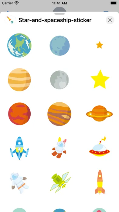 Tangkapan skrin Star and spaceship sticker