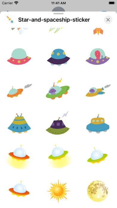 Tangkapan skrin Star and spaceship sticker