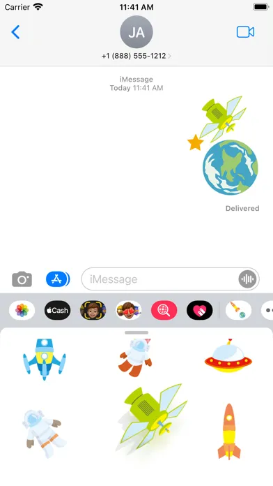 Tangkapan skrin Star and spaceship sticker