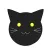 black cat ball sticker