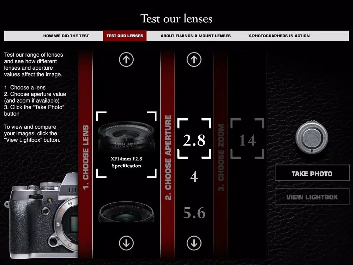 Capturas de tela do Fujifilm X mount Lenses iPad 