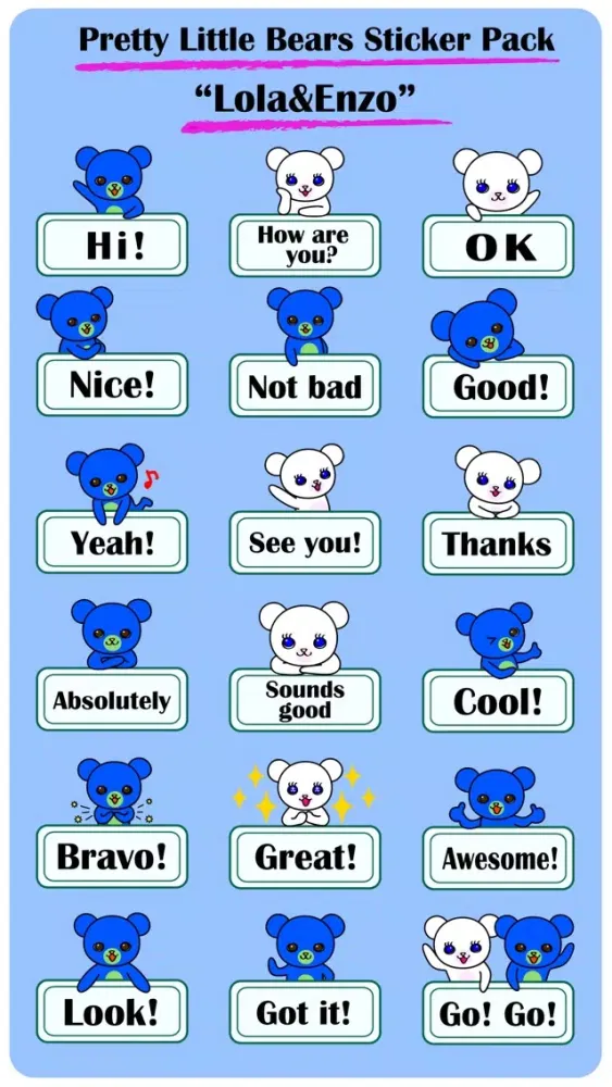 Pretty Little Bears English Stickers “Lola&Enzo"应用截图