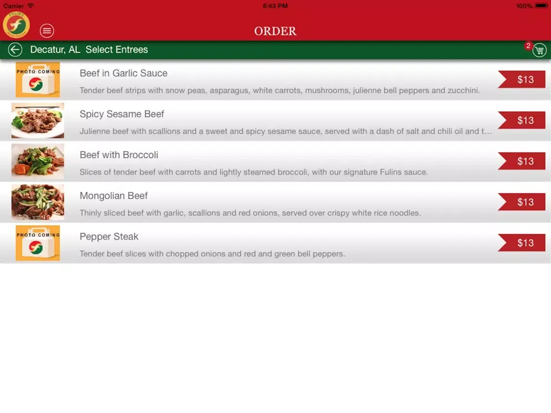 Fulin’s Asian Cuisine iPad  Screenshots