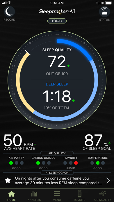 Tangkapan layar Tempur-Pedic® Sleeptracker-AI®