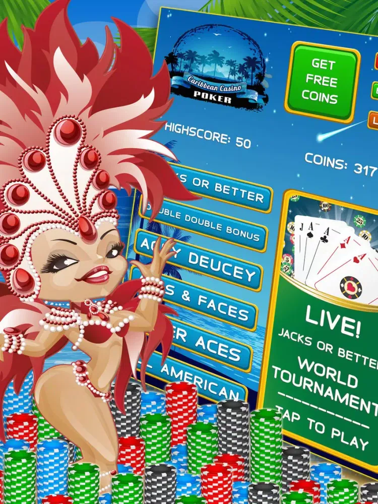 Caribbean Casino Video Poker LIVE - Free World Tournament Jackpot Bonus Card Game iPad 應用截圖