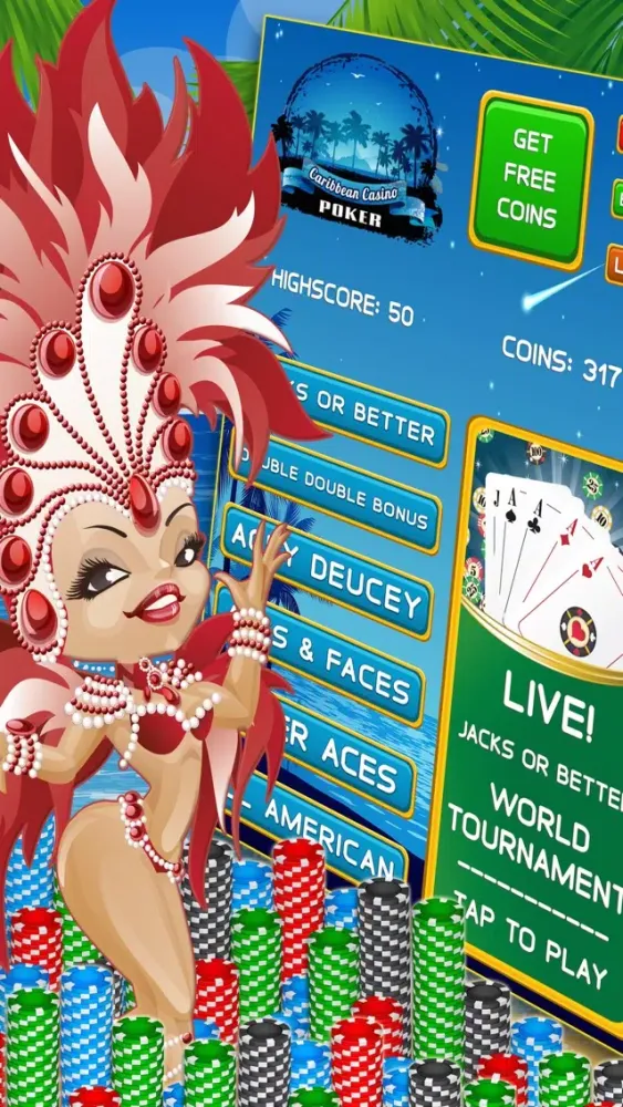 Caribbean Casino Video Poker LIVE - Free World Tournament Jackpot Bonus Card Game應用截圖