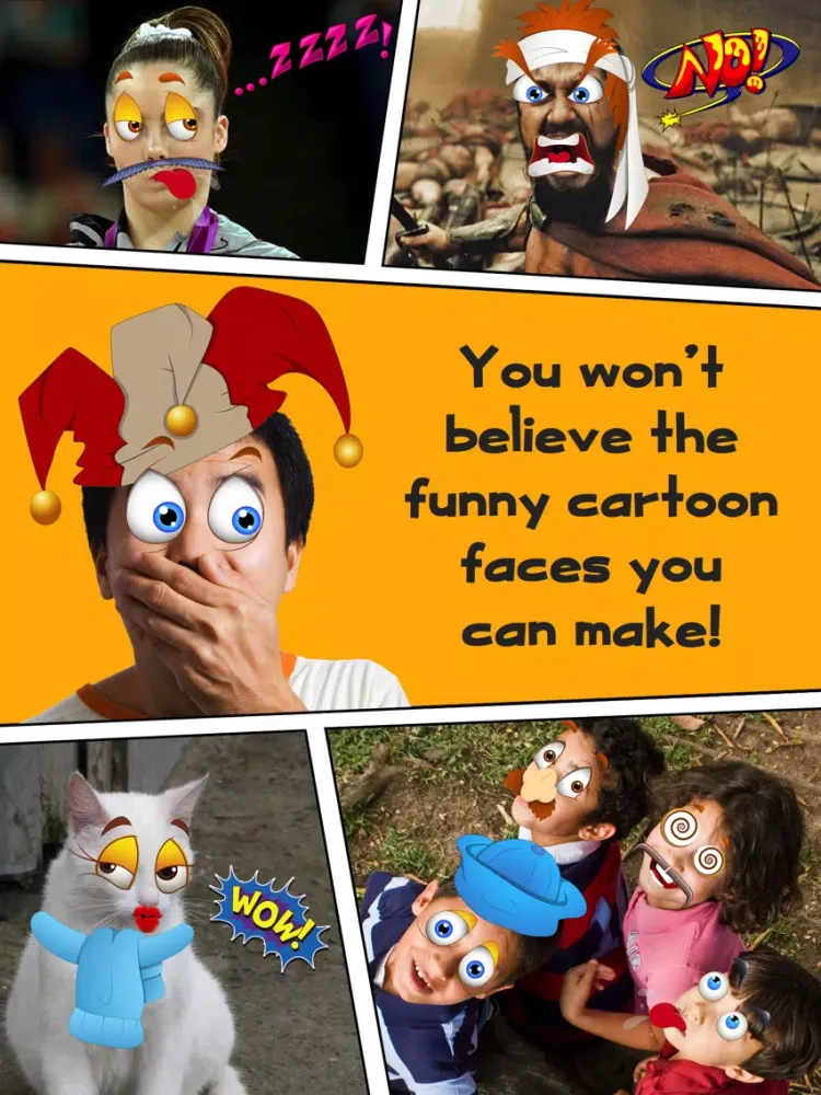 صور Funny Cartoon Face Photo Booth - Comic Book Photography from Crazy Toon Stickers for your Pictures iPad 
