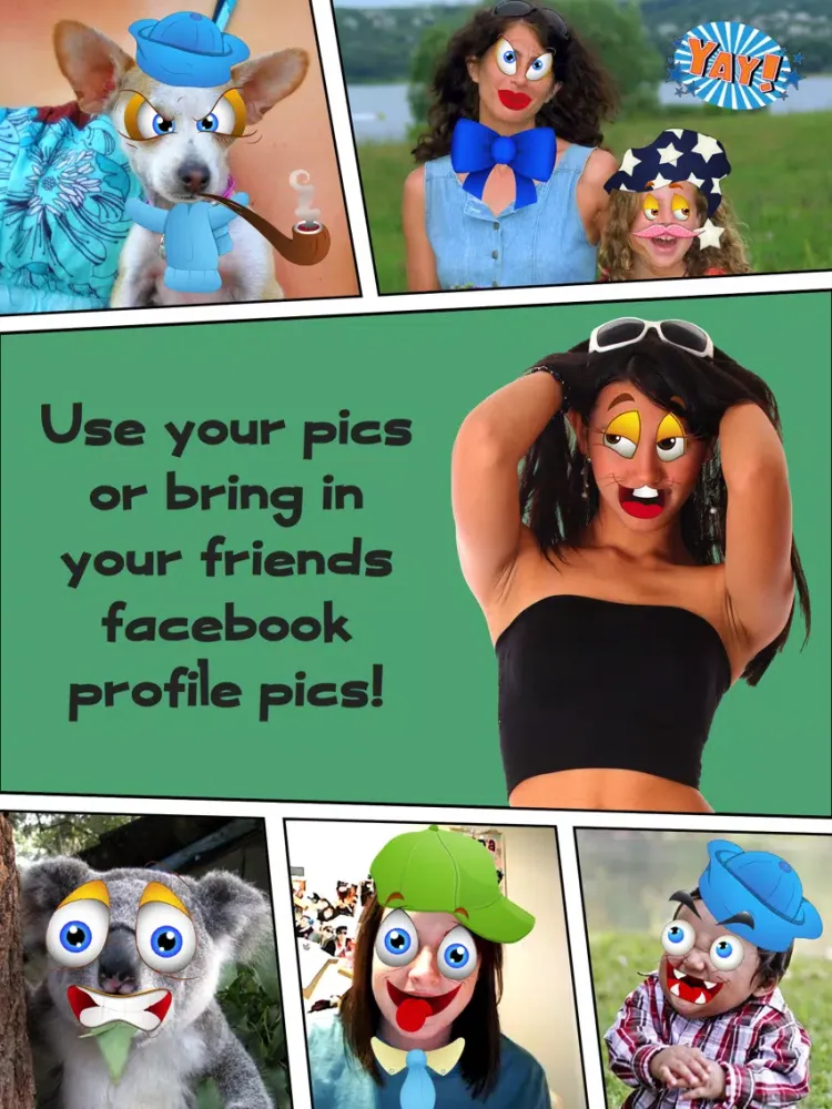 صور Funny Cartoon Face Photo Booth - Comic Book Photography from Crazy Toon Stickers for your Pictures iPad 