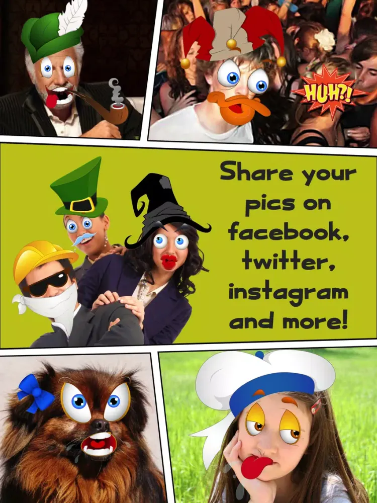صور Funny Cartoon Face Photo Booth - Comic Book Photography from Crazy Toon Stickers for your Pictures iPad 