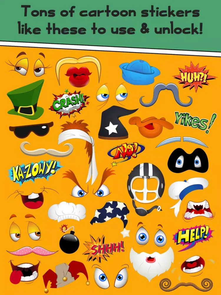 صور Funny Cartoon Face Photo Booth - Comic Book Photography from Crazy Toon Stickers for your Pictures iPad 
