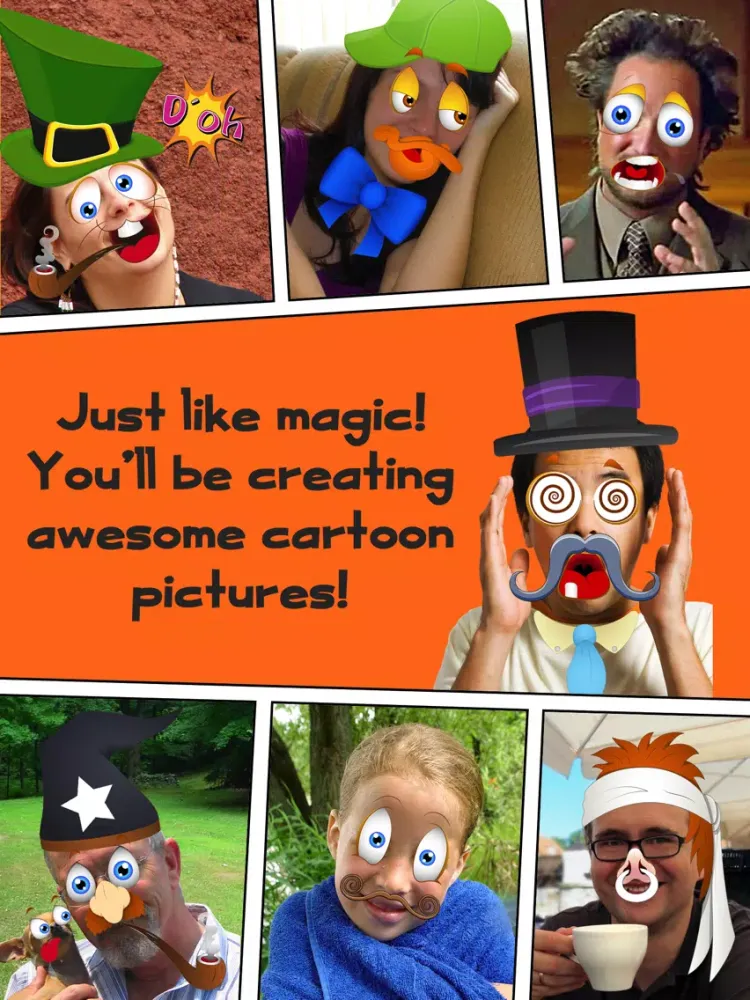 صور Funny Cartoon Face Photo Booth - Comic Book Photography from Crazy Toon Stickers for your Pictures iPad 