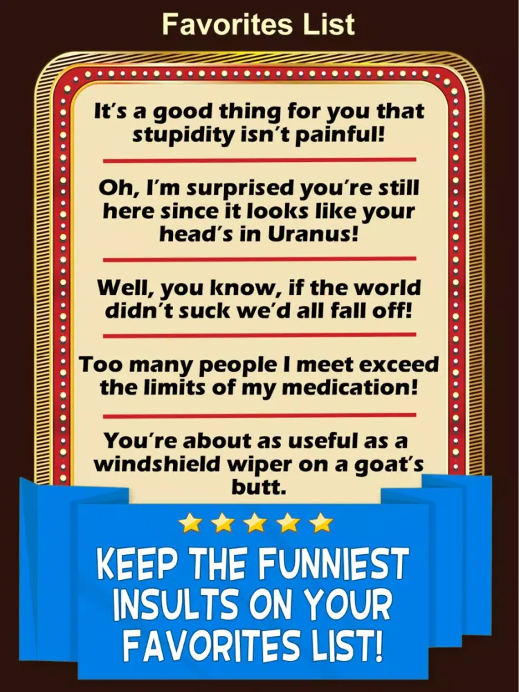 Joke Insults - Funny Comebacks, Mean Wisecracks & Rude Humor iPad 应用截图