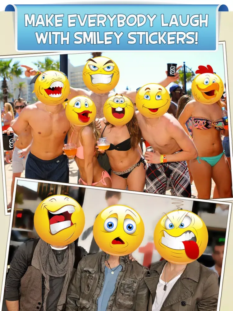 Smiley Face Photo Booth - Funny Emoticon Picture Stickers & Awesome Emoji iPad 应用截图