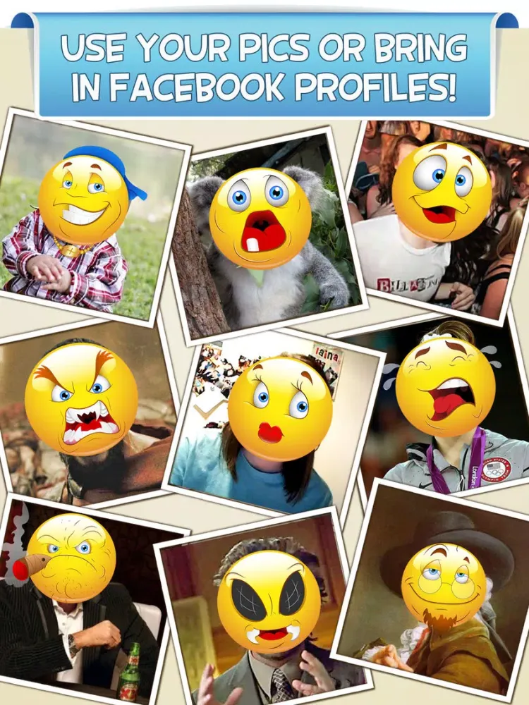 Smiley Face Photo Booth - Funny Emoticon Picture Stickers & Awesome Emoji iPad 应用截图