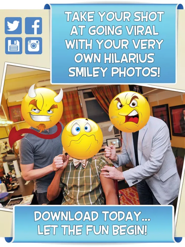 Smiley Face Photo Booth - Funny Emoticon Picture Stickers & Awesome Emoji iPad 应用截图