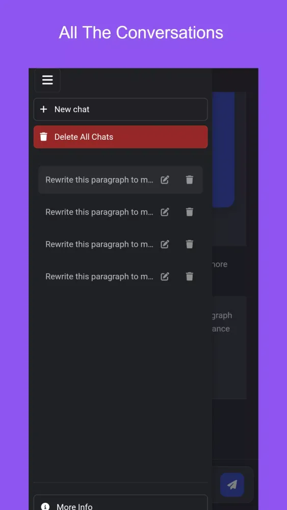 Capturas de tela do AI Rewriter