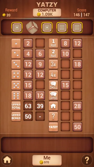 ภาพหน้าจอของ Yatzy Classic Dice Board fun