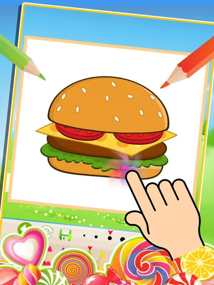 Food Coloring Book Kids Painting Free Printable Coloring Pages iPad 应用截图