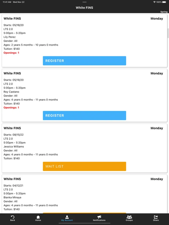 Capturas de pantalla de FINS Swim School iPad 