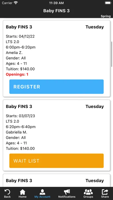 Capturas de pantalla de FINS Swim School