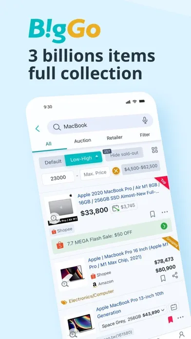 Ảnh chụp màn hình của BigGo - Best Price Comparison.