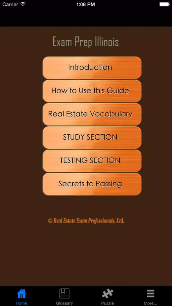 Ảnh chụp màn hình của ExamPrepIL Illinois Real Estate Agent Exam Prep.