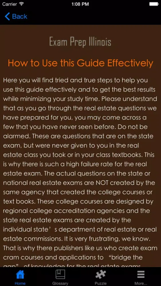 Ảnh chụp màn hình của ExamPrepIL Illinois Real Estate Agent Exam Prep.