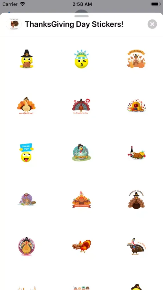 Zrzuty ekranu ThanksGiving Day Stickers!