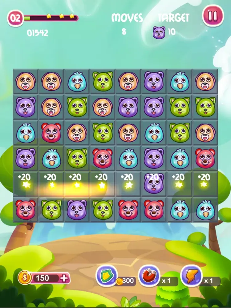 Captures d'écran de Jelly Pet Crush - Match & Pop cute kittens, birds, piggies, puppies and baby bears iPad 