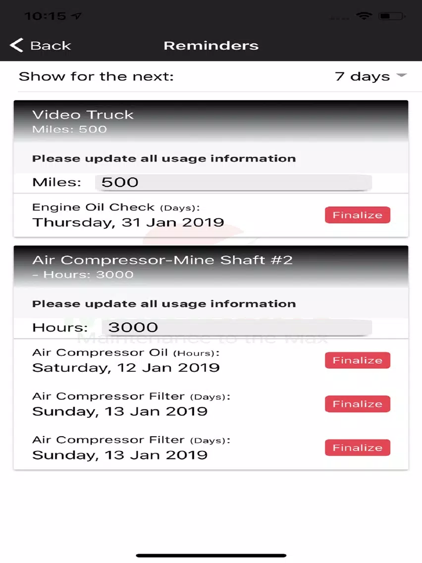 Zrzuty ekranu Maintenance Max- with Syncing iPad 