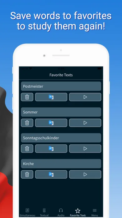 Capturas de tela do German Reading and Audio Books