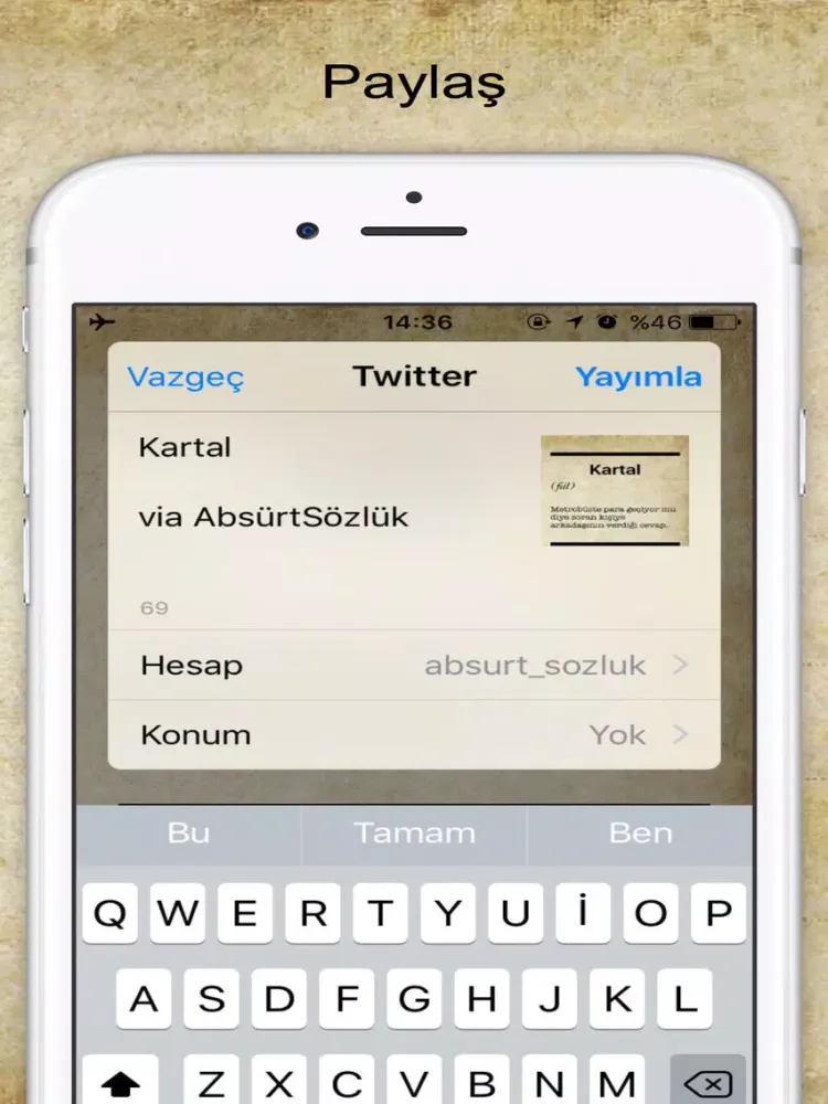 Tangkapan layar Sözlük - Bir değişik bilgi kaynağı iPad 