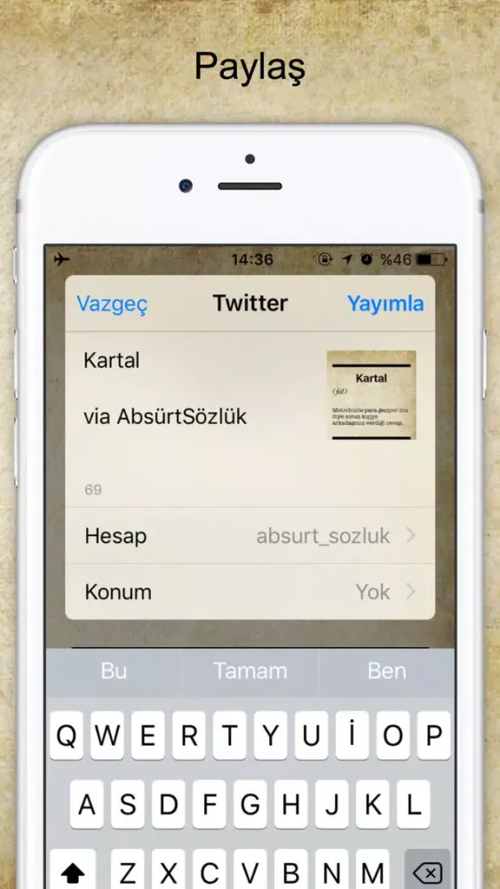 Tangkapan layar Sözlük - Bir değişik bilgi kaynağı