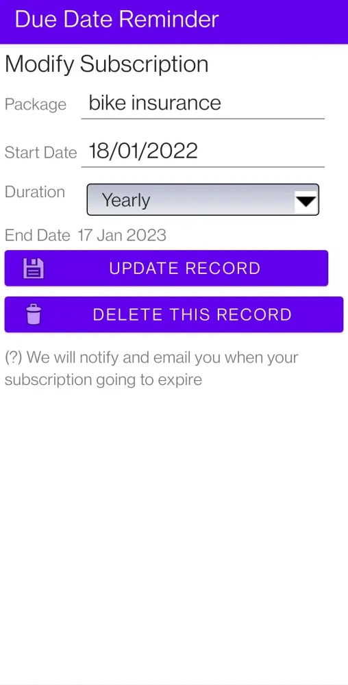 Due Date Reminder App应用截图