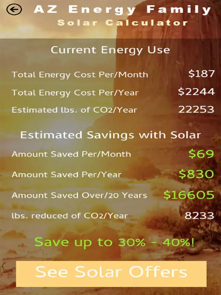 AZ Solar Savings Calculator iPad  Screenshots