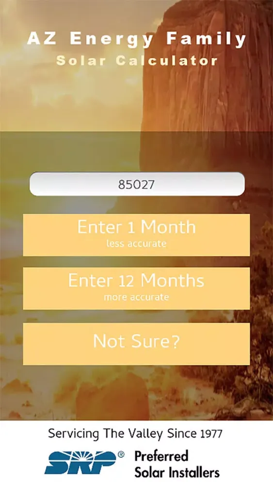 AZ Solar Savings Calculator Screenshots