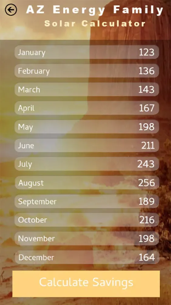 AZ Solar Savings Calculator Screenshots