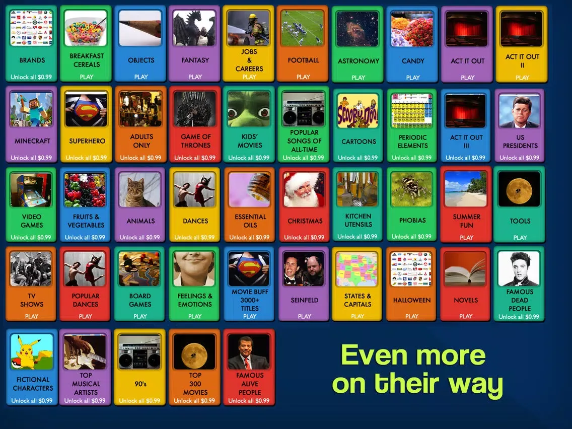 CHARADES CAN YOU GUESS IT? Fun word trivia for friends with new heads up timer iPad  Screenshots