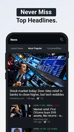 Скриншоты Investing.com: Stock Market