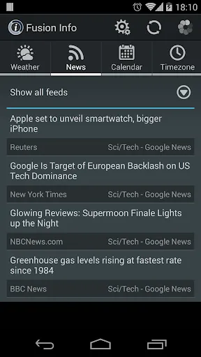Weather and News Info Widget Screenshots