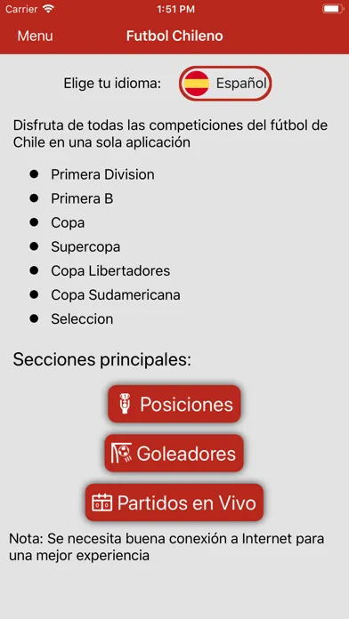 Tangkapan layar Chilean Soccer Live