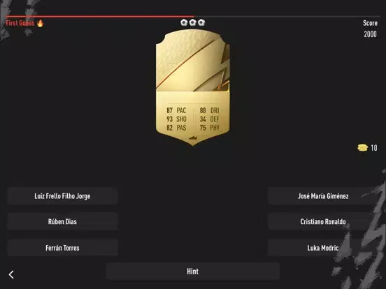 Capturas de tela do FUT Card Guess iPad 