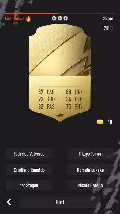 Capturas de tela do FUT Card Guess