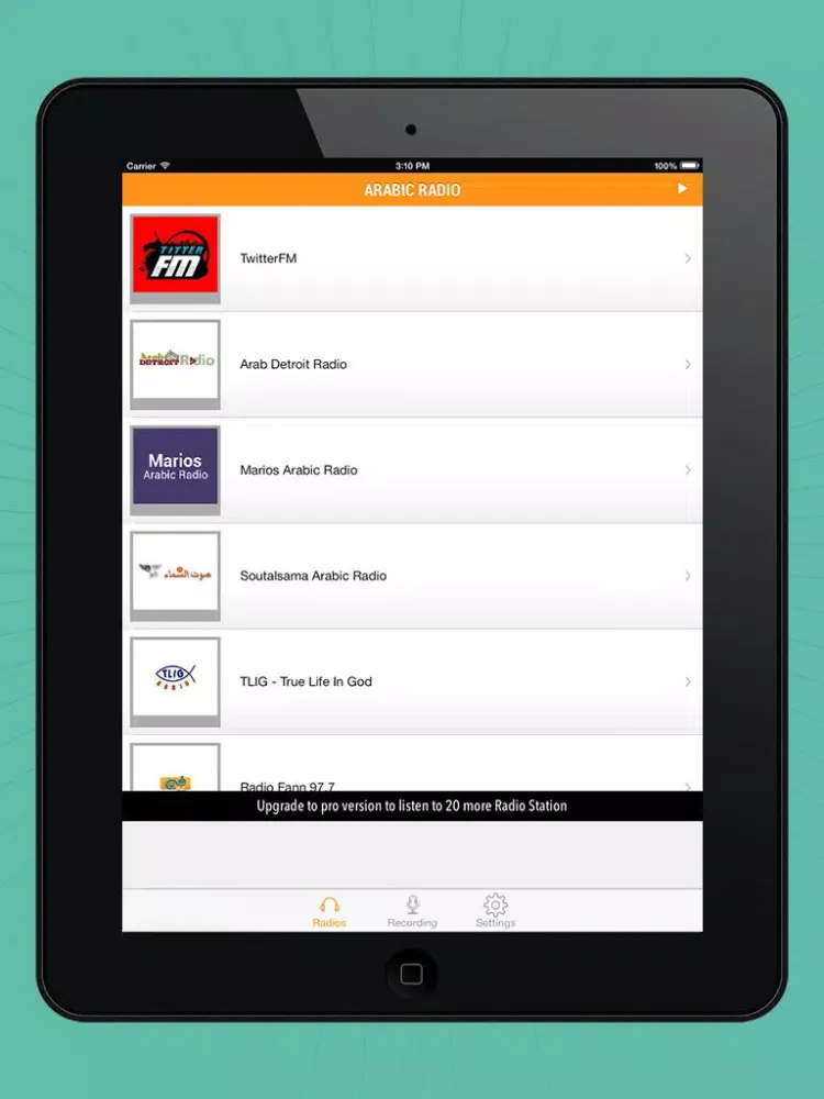 Capturas de tela do Arabic Radio Live iPad 