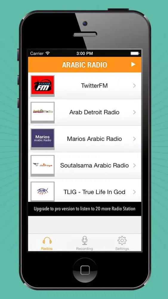Capturas de tela do Arabic Radio Live
