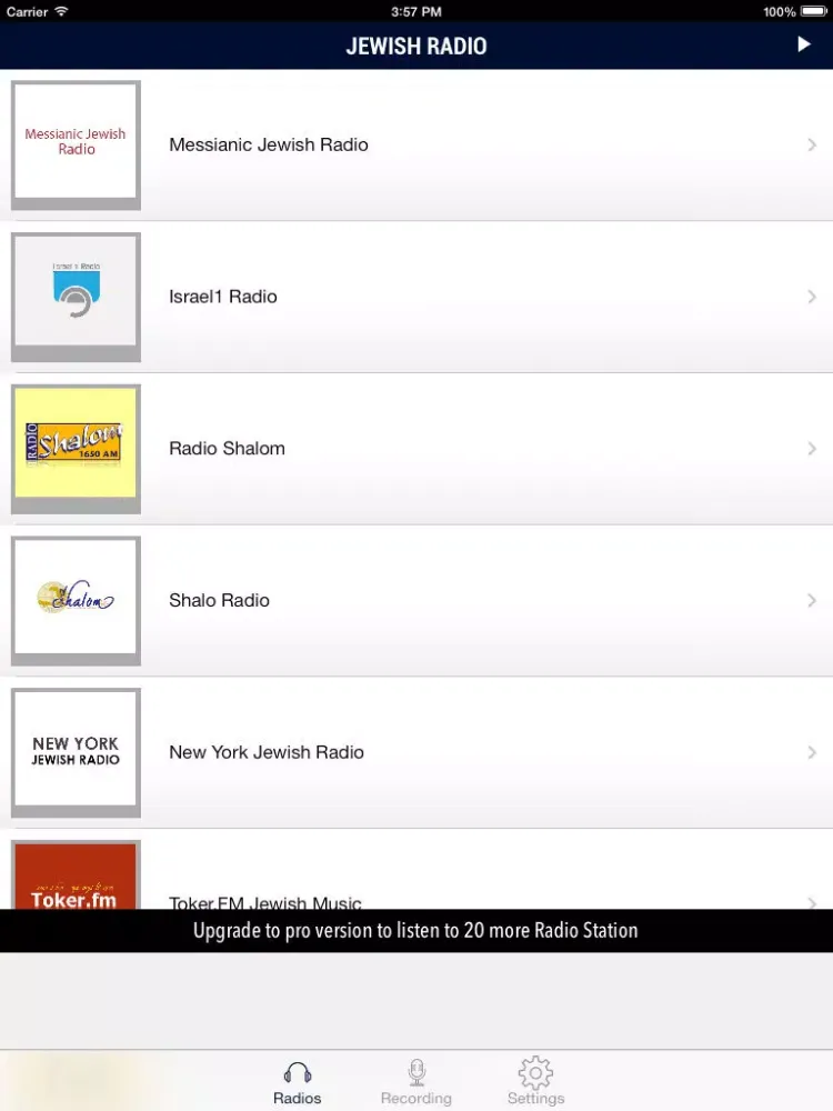 ภาพหน้าจอของ Jewish Radio! iPad 