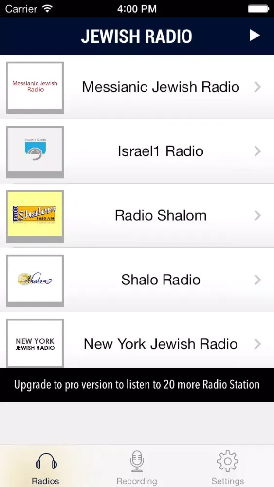 ภาพหน้าจอของ Jewish Radio!
