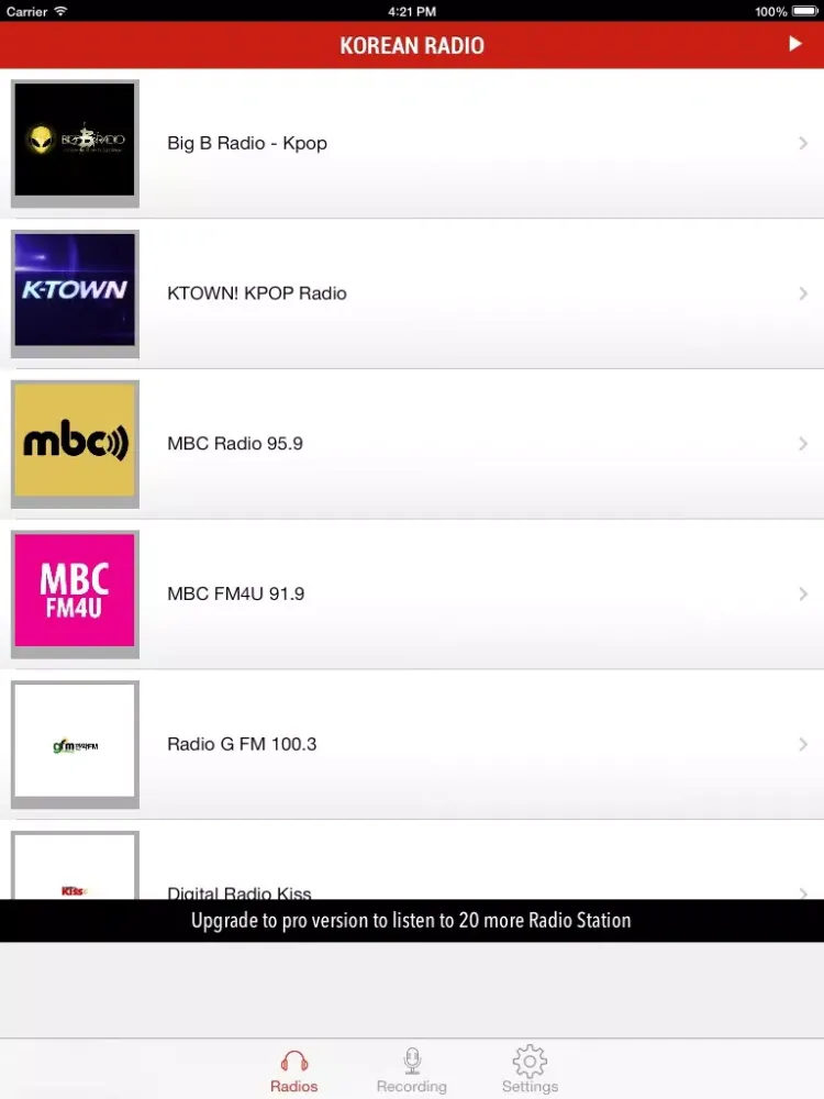 Capturas de pantalla de Korean Radio iPad 