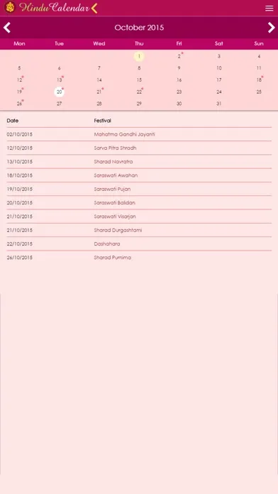 تصاویر Hindu Calendar iOS